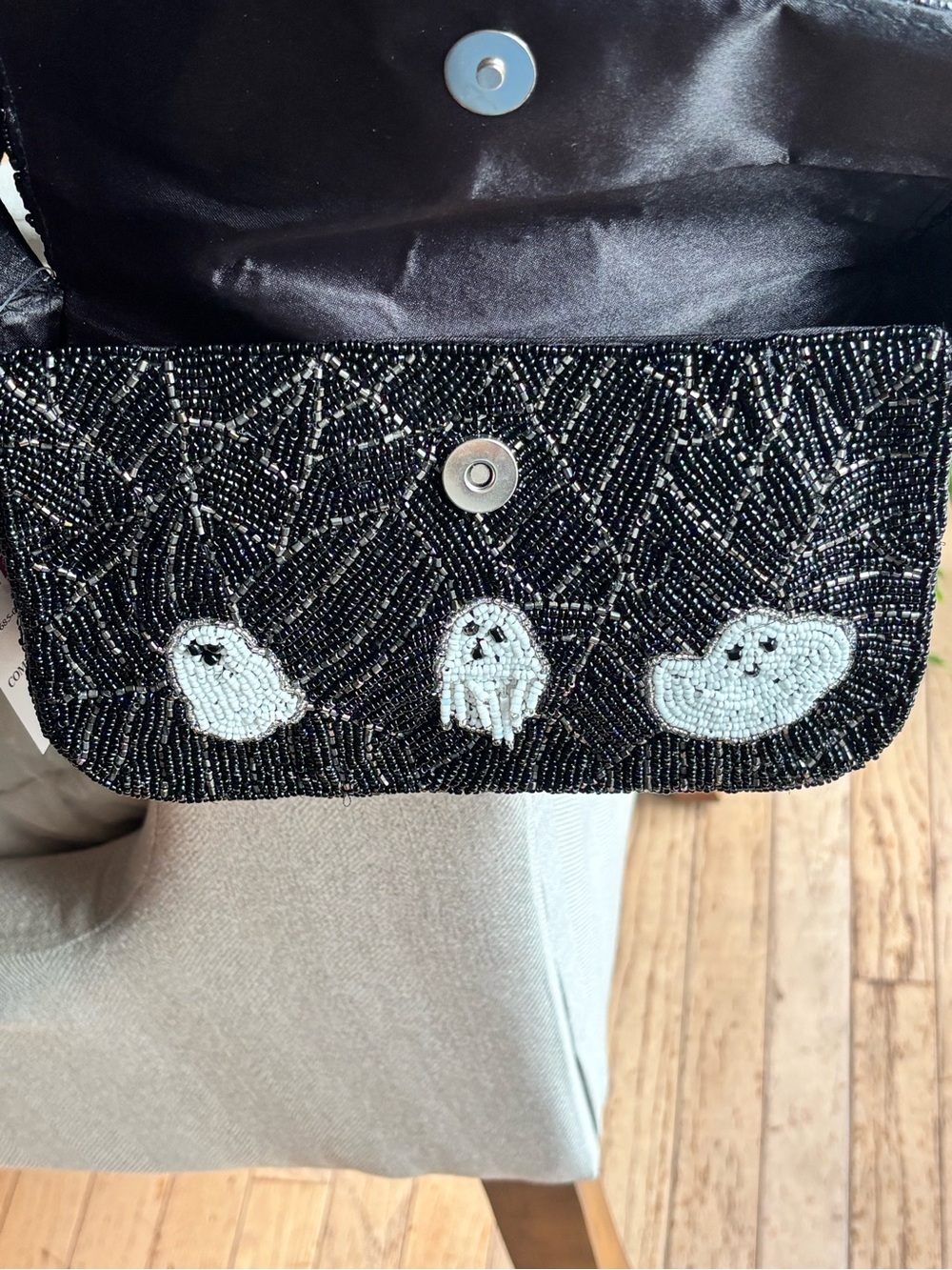 Viral Black Beaded Ghost Motif Shoulder Bag - Picture 6 of 8